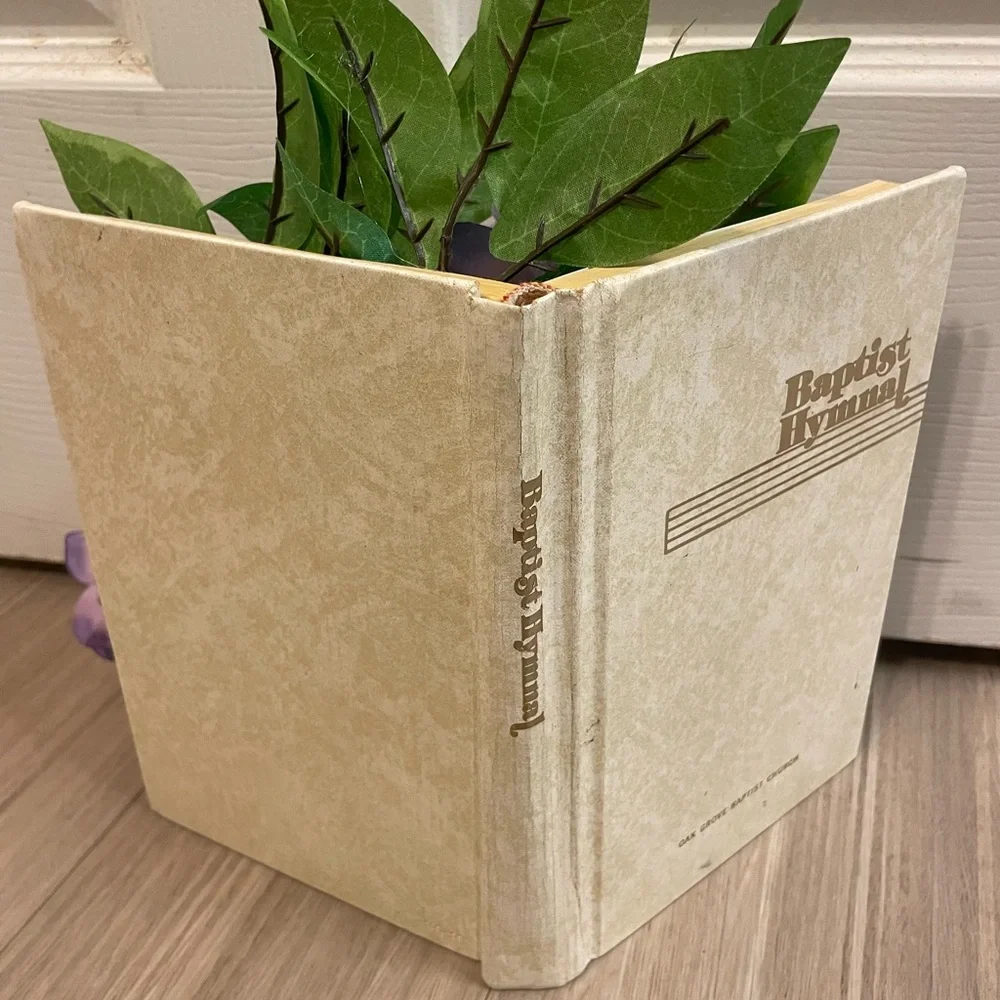 Handmade Hymnal Book Vase with Purple Floral Arrangement